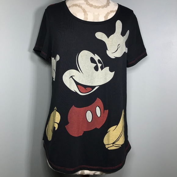 Disney Tops - (4/$24) DISNEY (L) BLACK MICKEY MOUSE GRAPHIC TEE